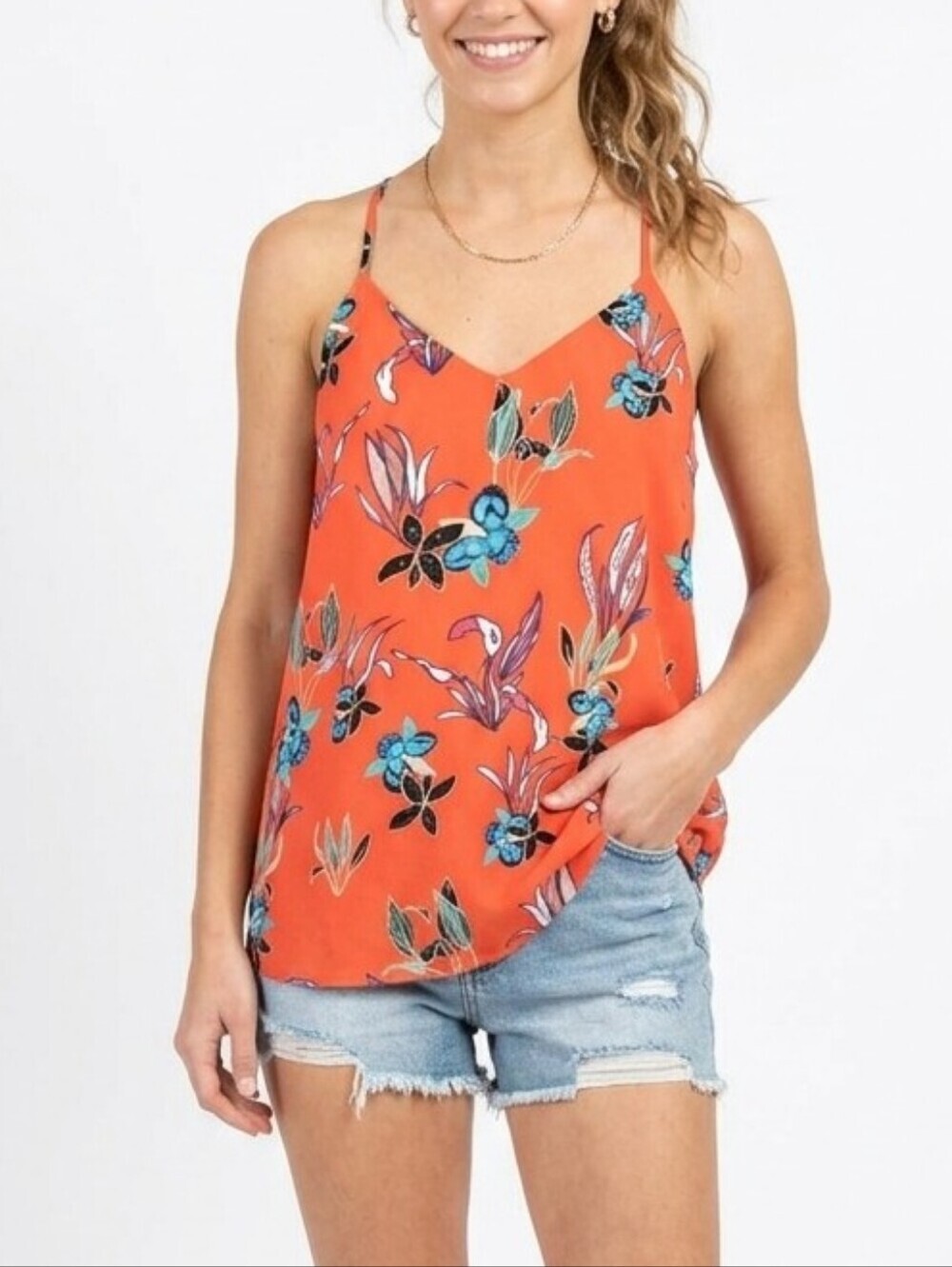 c&e Floral Racerback Tank Top